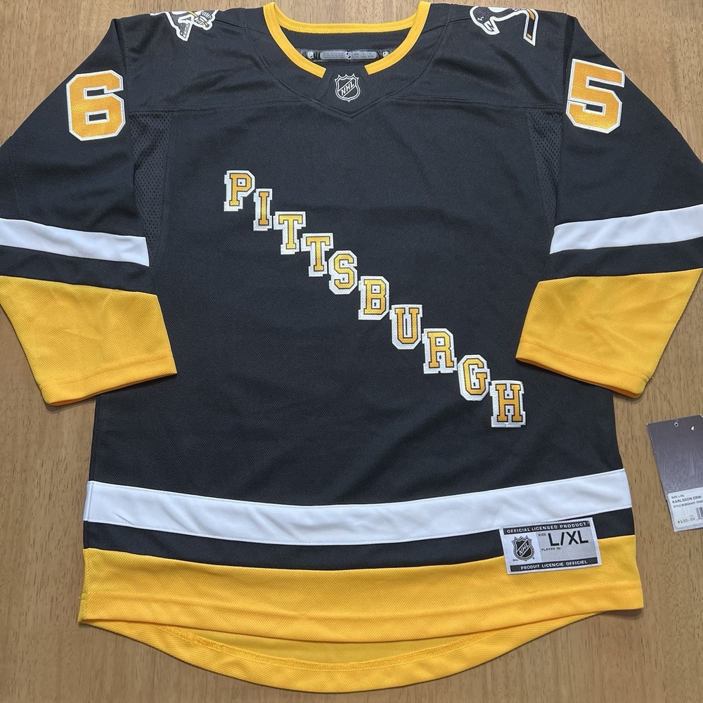 NHL Pittsburgh‎ Penguins Authentic Erik Karlsson Black Hockey Jersey Youth L/XL